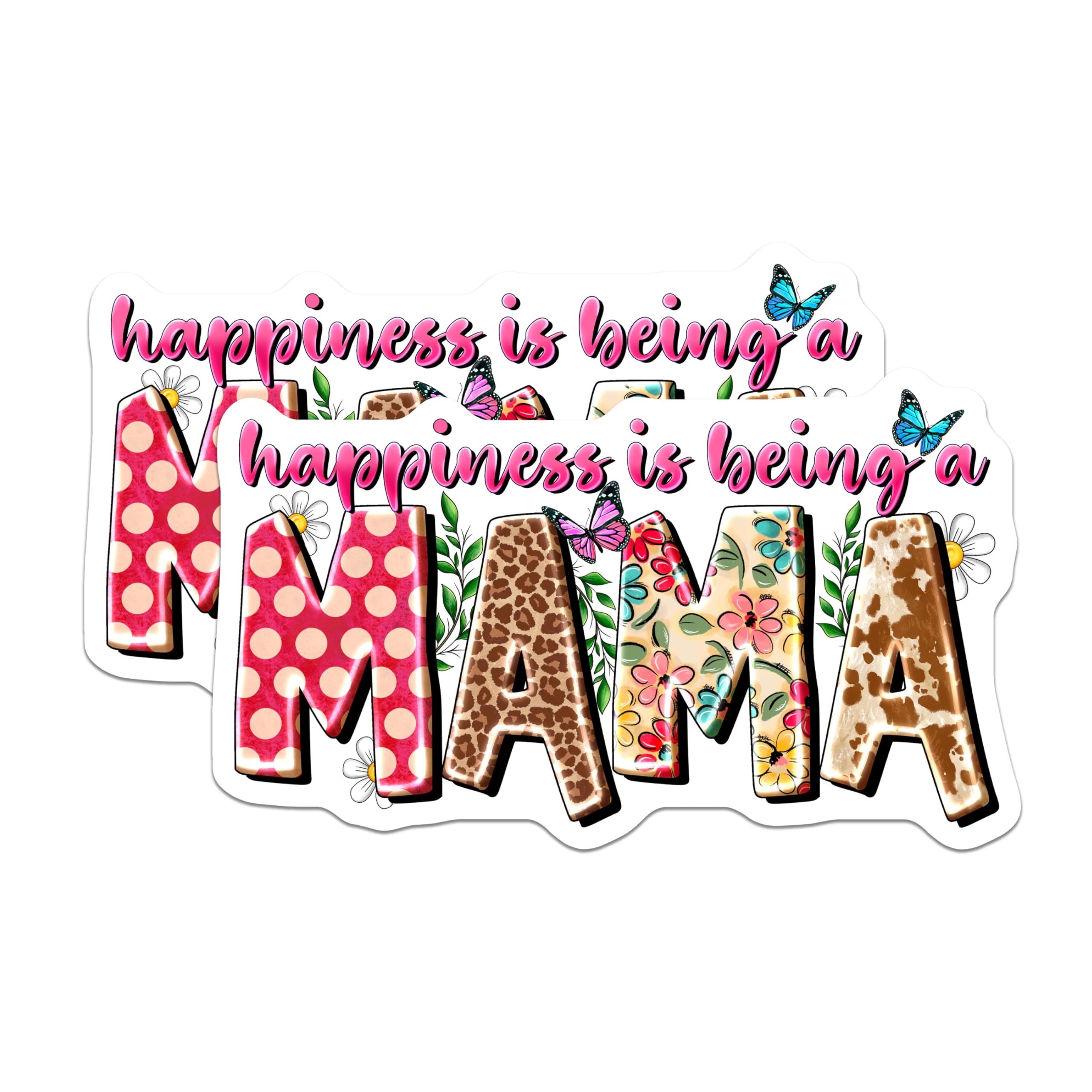 (2 Pack) Mama Refrigerator Magnets - Mom Life Leopard Floral Cow Print - Eclectic Kitchen Decor - 5 Inches On Longest Side - Thick Durable Magnet - Made in USA - MAG28104
