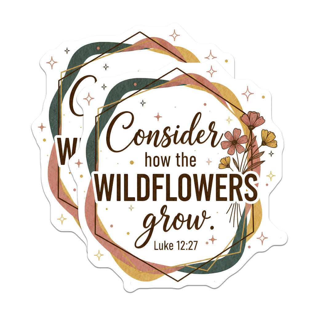 (2 Pack) Wildflower Quote Magnets - Floral Bible Verse - Christian Inspiration Decor - 5" On Longest Side - Premium Magnet - for Cars, Refrigerators, Toolboxes, Lockers - Made in USA - MAG14118