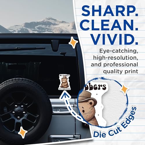 (2 Pack) My Flabbers Have Been Gasted Stickers - Funny Bear Stickers - Cute Cartoon Bear Decal - 5" On Longest Side - Sticks to Smooth Flat Surfaces - Made in USA - BMCS3627