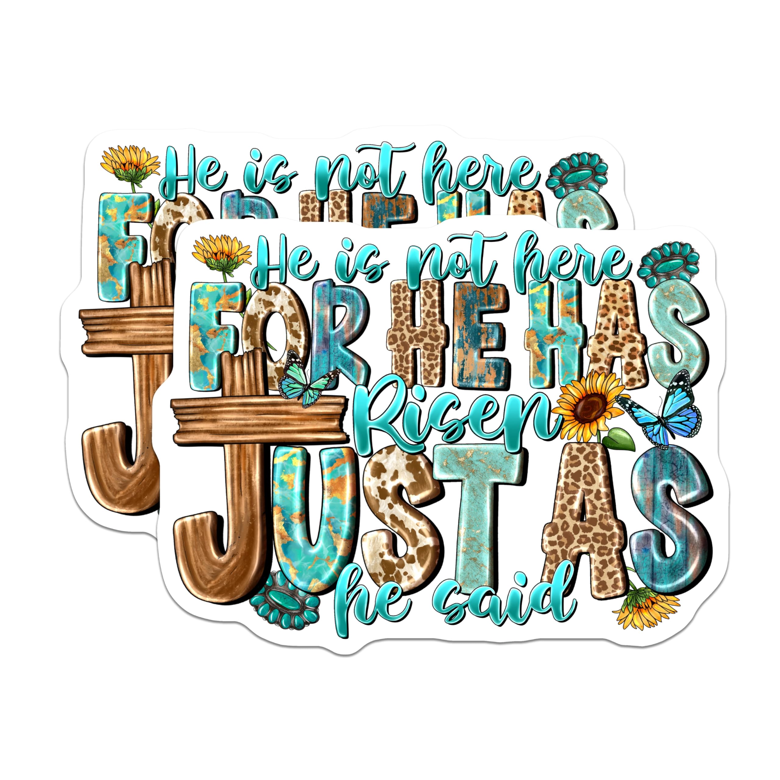 (2 Pack) He Has Risen Magnets - Christian Easter Verse - Rustic Cross Decor - 5 Inches On Longest Side - Thick Durable Magnet - Made in USA - MAG23884