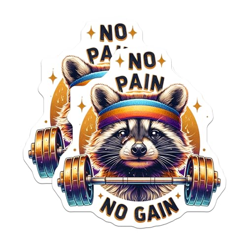 (2 Pack) Motivational Raccoon Magnets - Cute Animal Magnet - Fitness Enthusiast - 5" On Longest Side - for Cars, Fridges, Toolboxes - Made in USA - MAG4532