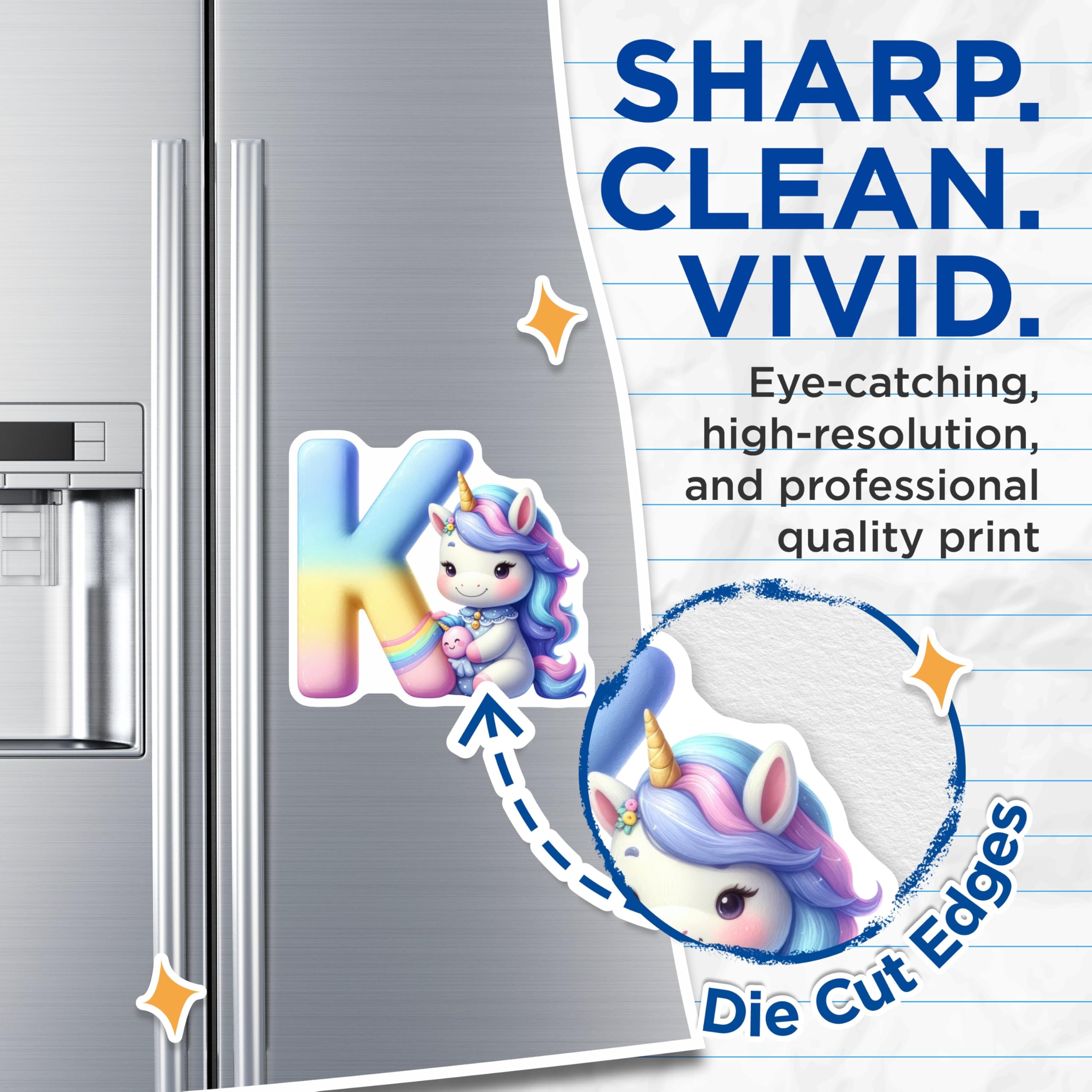 (2 Pack) Unicorn Letter K Magnets - Cute Initial Decor - Alphabet Refrigerator Art - 5" On Longest Side - Premium Magnet - for Cars, Refrigerators, Toolboxes, Lockers - Made in USA - MAG14779