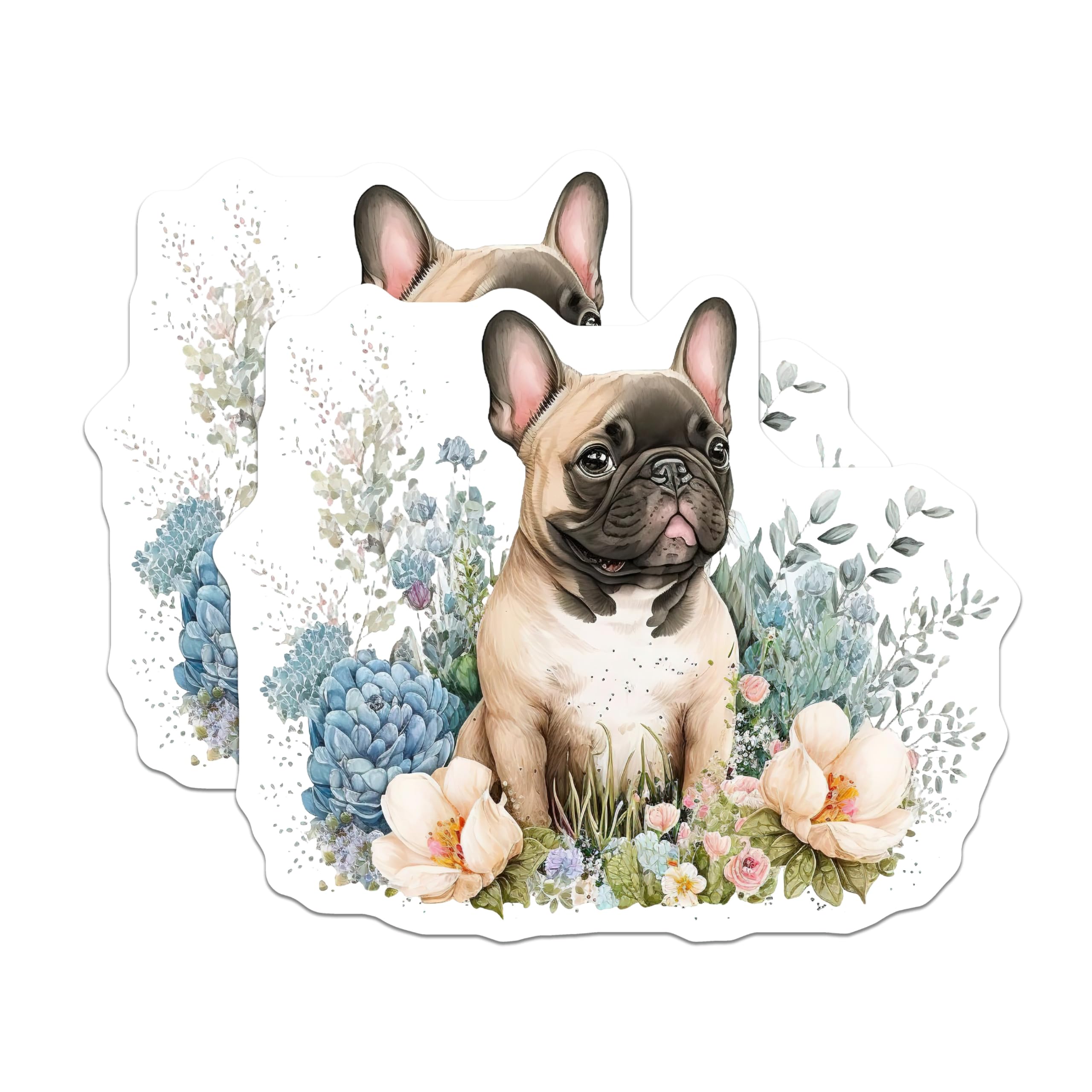 (2 Pack) French Bulldog Magnets - Floral Dog Decor - Cute Doggy Magnets - 5" On Longest Side - Premium Magnet - for Cars, Refrigerators, Toolboxes, Lockers - Made in USA - MAG14626