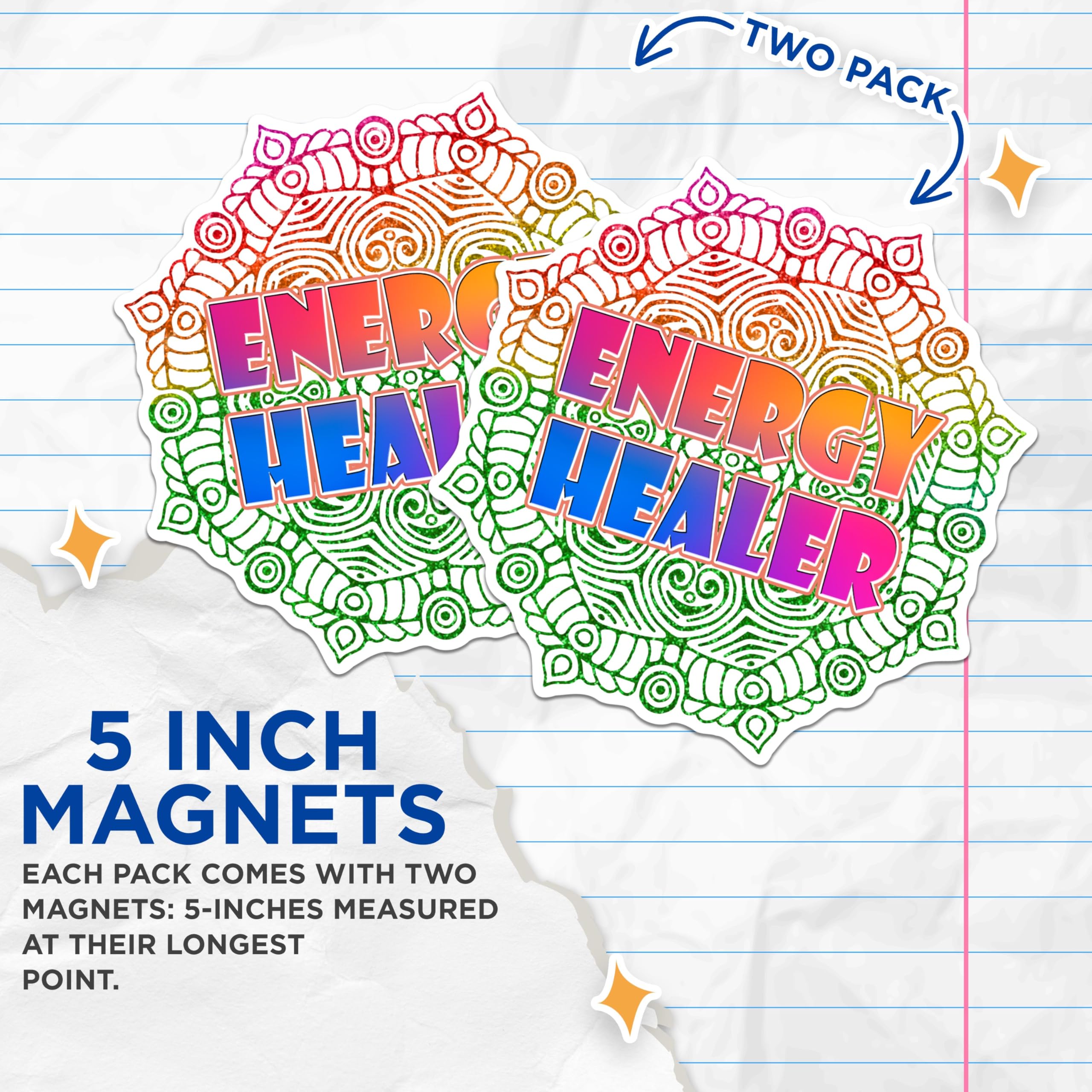(2 Pack) Energy Healer Magnets - Spiritual Healing Magnets - Vibrant Meditation Magnets- 5" On Longest Side - for Fridges, Toolboxes, Cars - Made in USA - MAG2588