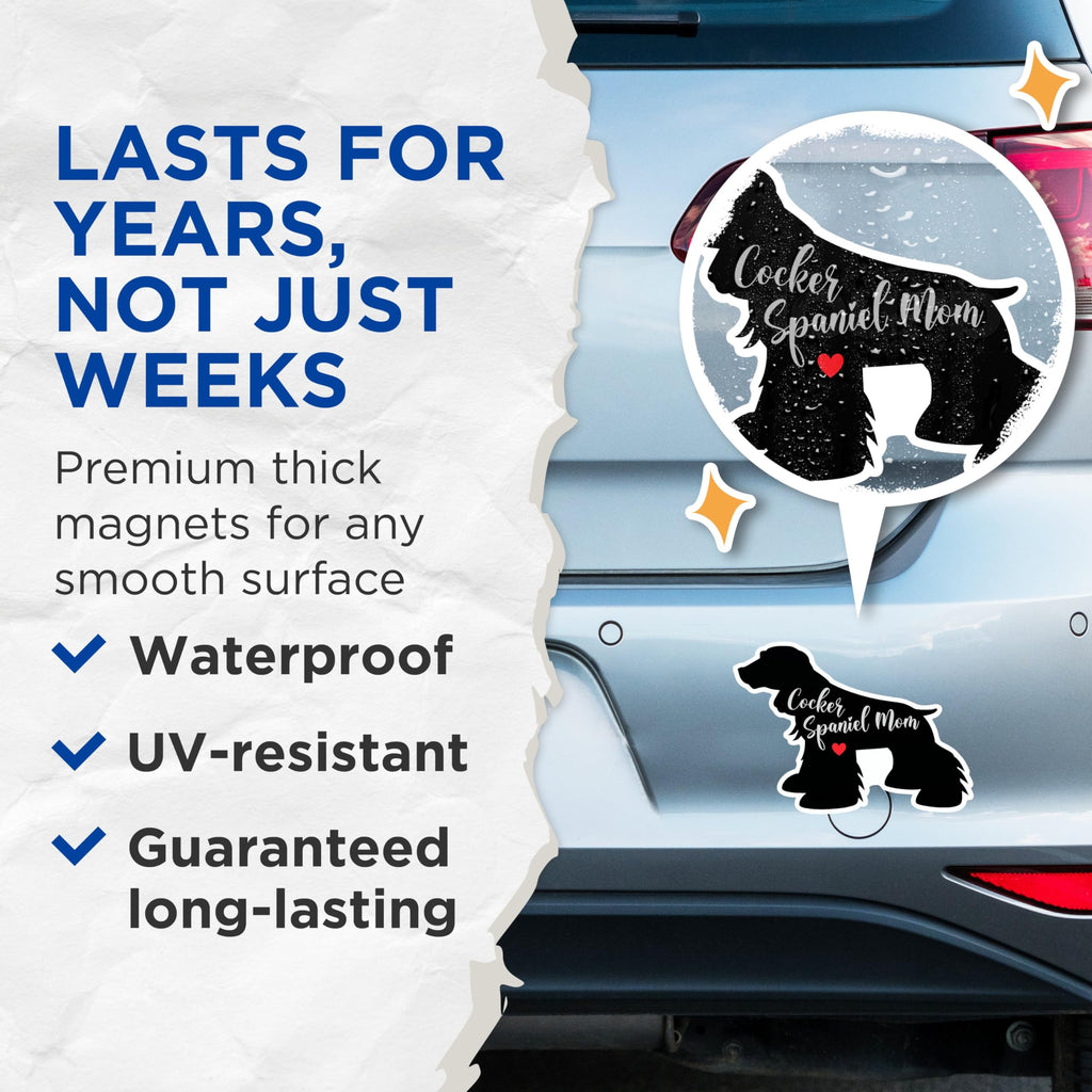 (2 Packs) Cocker Spaniel Mom Magnets - Cocker Spaniel Dog Breed Magnets - 5 Inches On Longest Side - Premium Magnet - for Fridges, Toolboxes, Cars - Made in USA - MAG2457