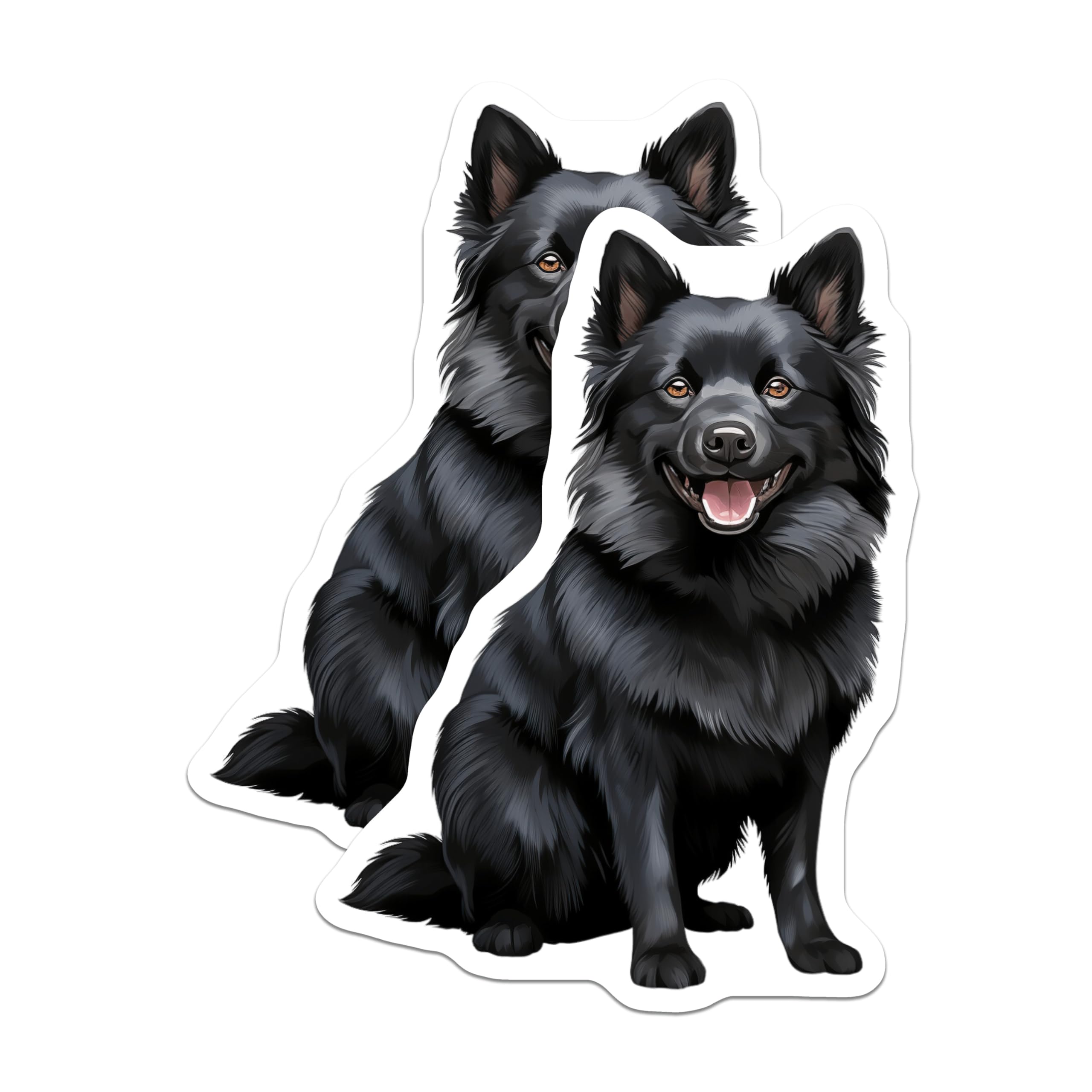 (2 Pack) Black Fluffy Dog Magnets - Cute Pet Lover Decor - Happy Canine Art for Refrigerator Home Decor - 5 Inches On Longest Side - Thick Durable Magnet - Made in USA - MAG27825