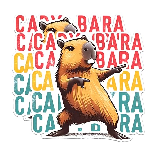 (2 Pack) Capybara Stickers - Cute Animal Stickers - Funny Capybara Decal - 5" On Longest Side - Sticks to Any Smooth Flat Surface - Made in USA - BMCS2677