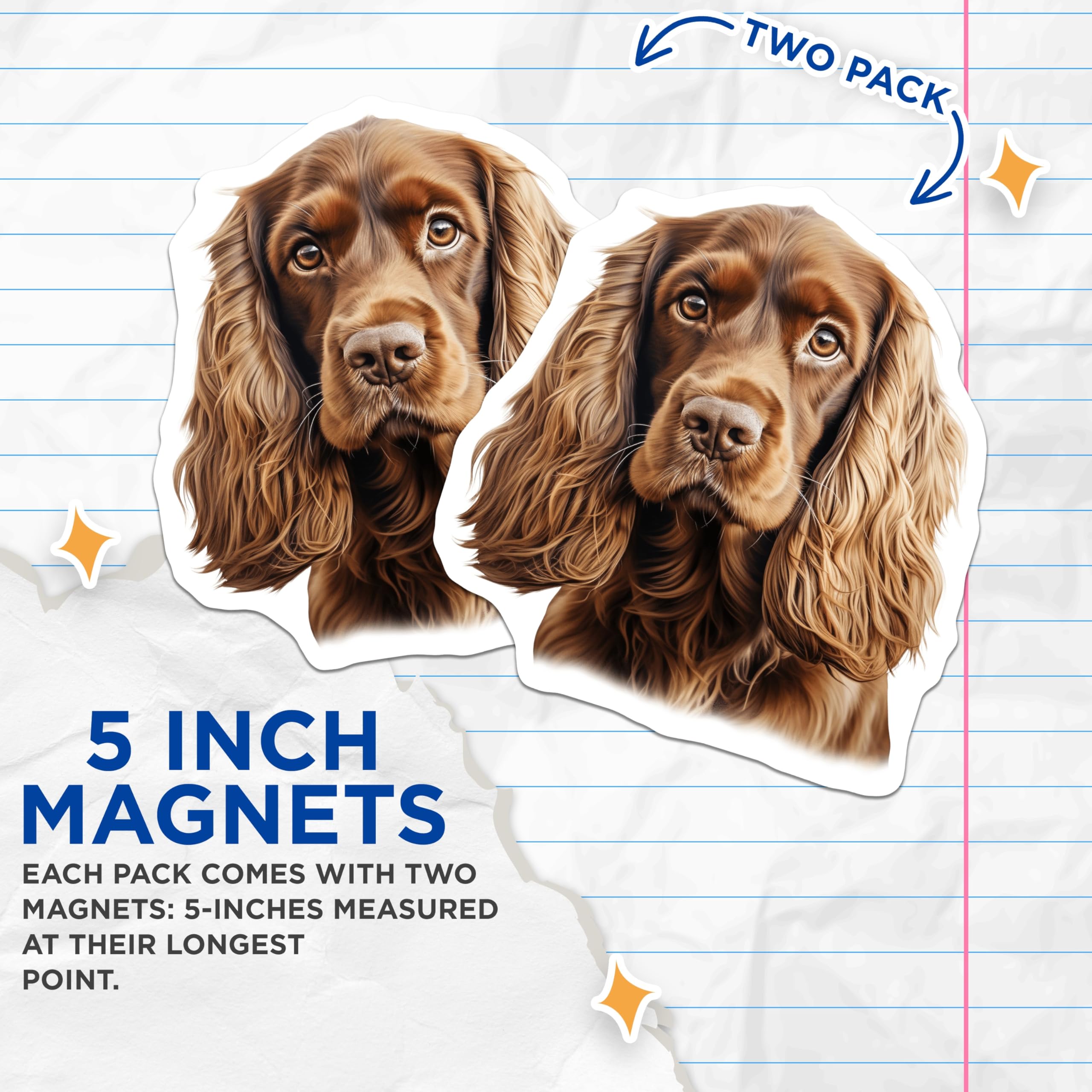 (2 Pack) Cocker Spaniel Magnets - Dog Lover Decor - Pet Parent Souvenir - 5 Inches On Longest Side - Thick Durable Magnet - Made in USA - MAG30059