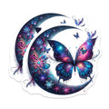 (2 Pack) Galaxy Butterfly Stickers - Crescent Moon Decals - Cosmic Floral Art Stickers- 5" On Longest Side - Sticks to Smooth Flat Surfaces - Made in USA - BMCS16465