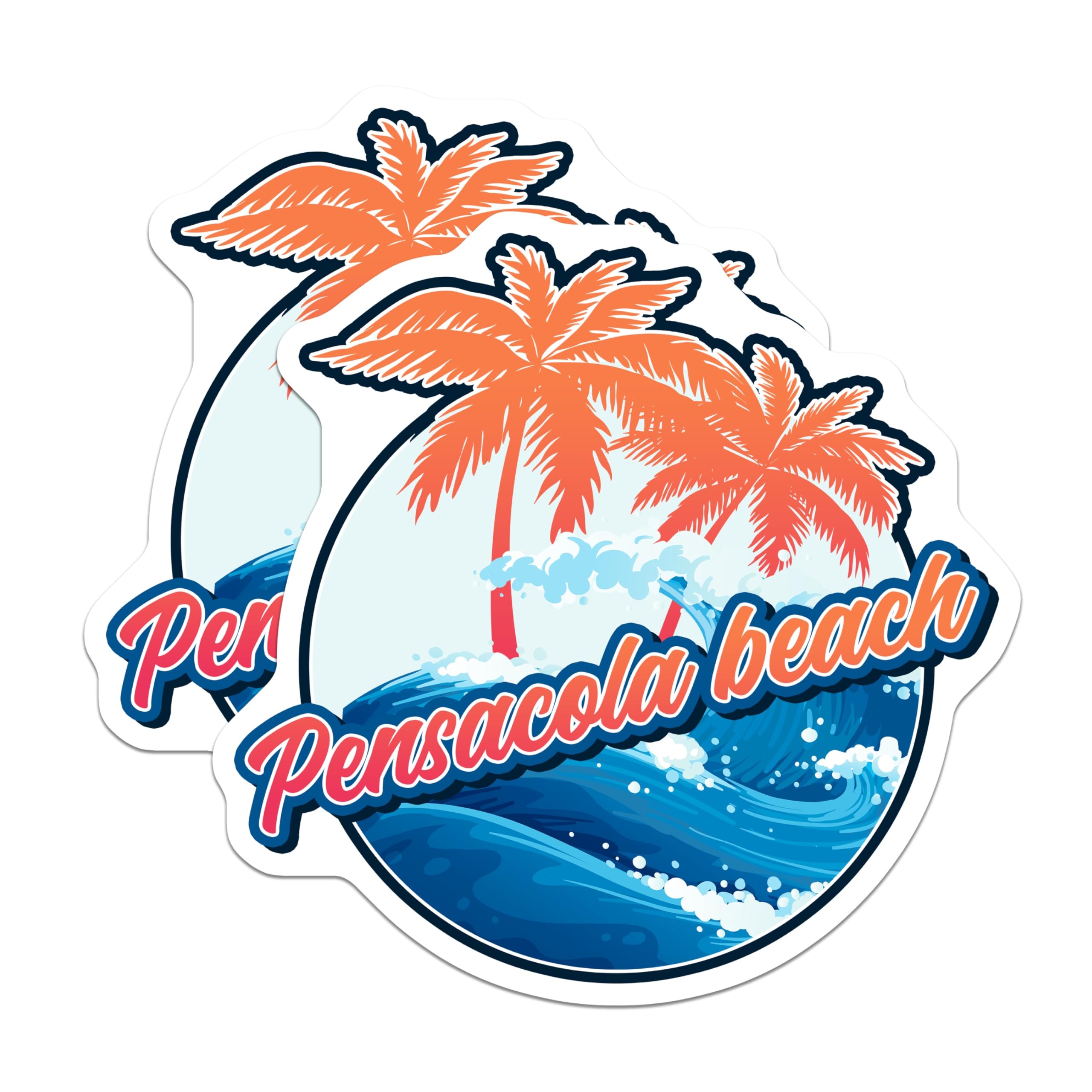 (2 Pack) Pensacola Beach Magnets - Tropical Palm Tree Decor - Florida Vacation Souvenir - 5" On Longest Side - Premium Magnet - for Cars, Refrigerators, Toolboxes, Lockers - Made in USA - MAG17370