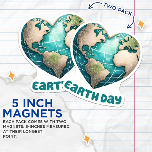 (2 Pack) Eco Friendly Decorations Magnet - Save Our Planet - 5" On Longest Side - Sticks to Smooth Flat Surfaces - Made in USA - MAG9748