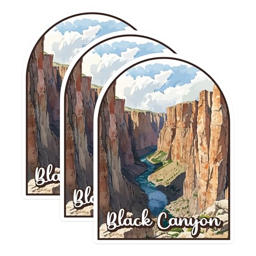 (3 Pack) Black Canyon Decals - National Park Decal - Laptop Decals - 3 Inches On Longest Side - Easy Peel & Apply - Made in USA - 3MCS0440