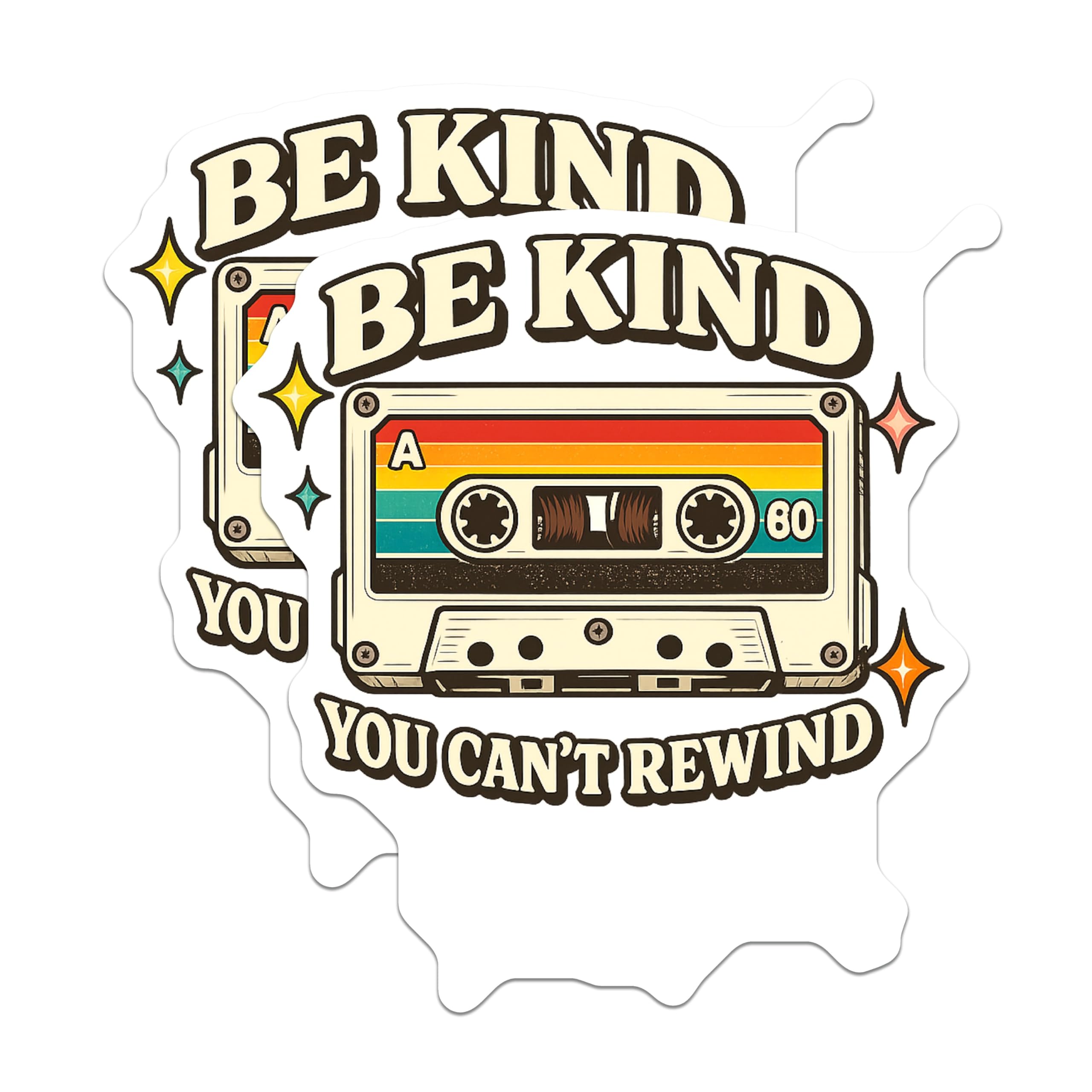 (2 Pack) Be Kind You Cant Rewind Magnets - Old School Cassette Player - Kindness Motivation Refrigerator Art - 5 Inches On Longest Side - Thick Durable Magnet - Made in USA - MAG22776