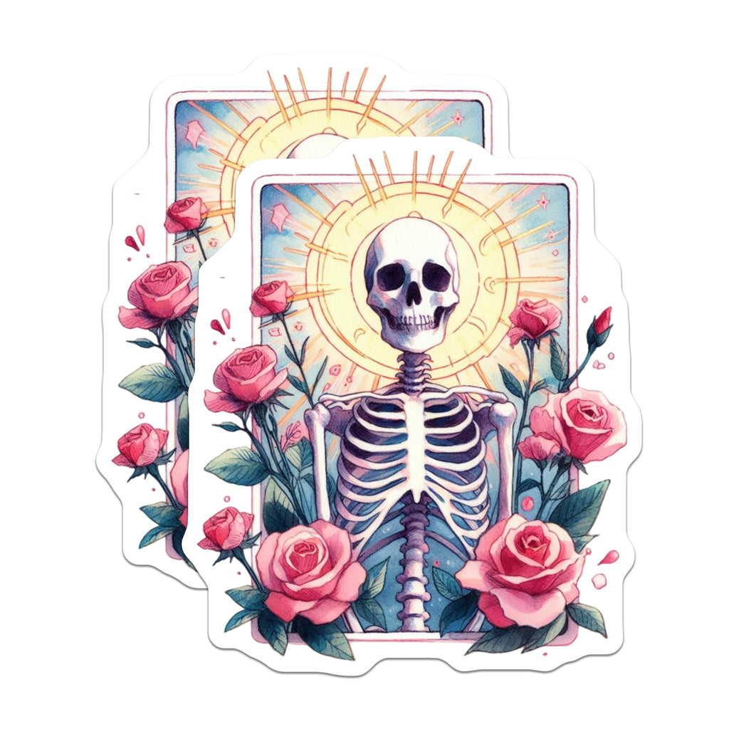 (2 Pack) Skeleton Rose Magnets - Celestial Sun Tarot Spiritual Aesthetic Refrigerator Magnets - 5 Inches On Longest Side - Thick Durable Magnet - Made in USA - MAG21063