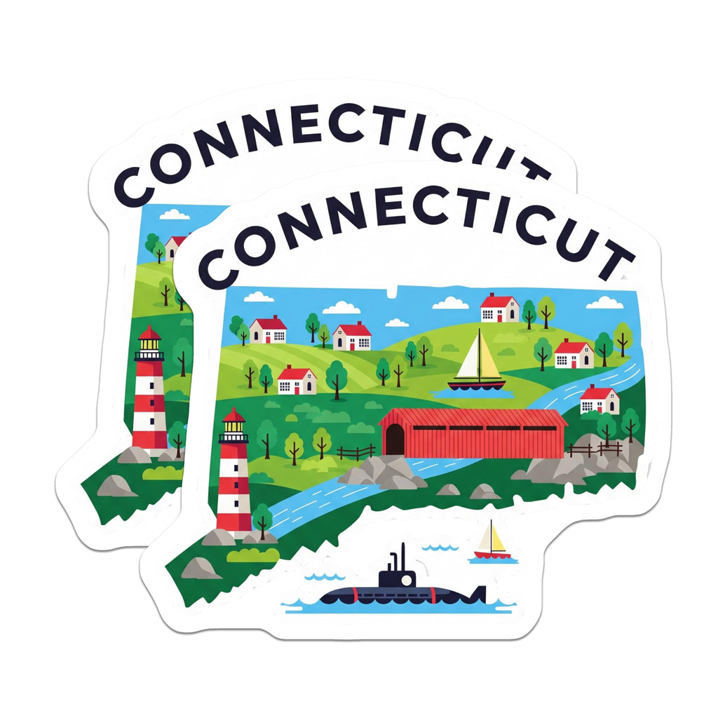 (2 Pack) Connecticut State Magnets - New England Scenery - Travel Souvenir Fridge Decors - 5" On Longest Side - Premium Magnet - for Cars, Refrigerators, Toolboxes, Lockers - Made in USA - MAG16040