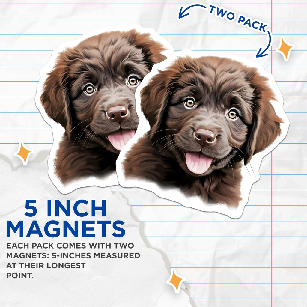 (2 Pack) Chocolate Lab Puppy Magnets - Cute Dog Lover - Pet Parent Decor - 5 Inches On Longest Side - Thick Durable Magnet - Made in USA - MAG30637