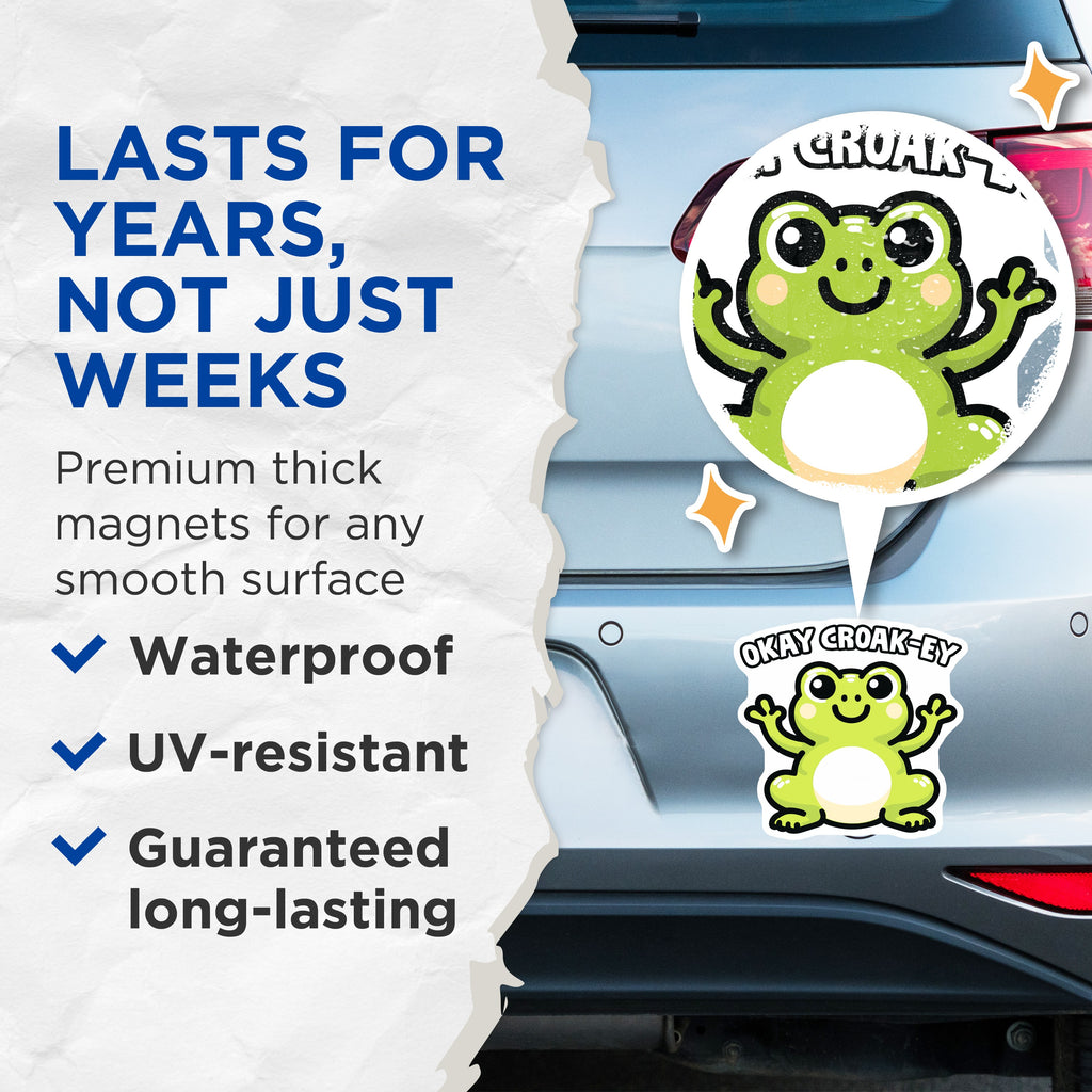 (2 Pack) Funny Frog Magnets - Kawaii Refrigerator Decor - Positive Vibe Locker Accessory - 5 Inches On Longest Side - Thick Durable Magnet - Made in USA - MAG39029