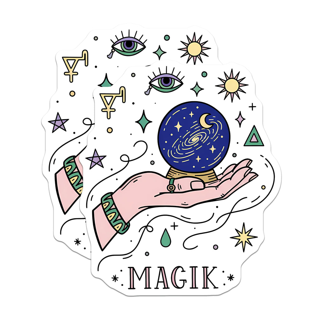 (2 Pack) Magik Crystal Ball Magnets - Cosmic Witchy Decor - Mystical Fortune Teller - 5 Inches On Longest Side - Thick Durable Magnet - Made in USA - MAG20457