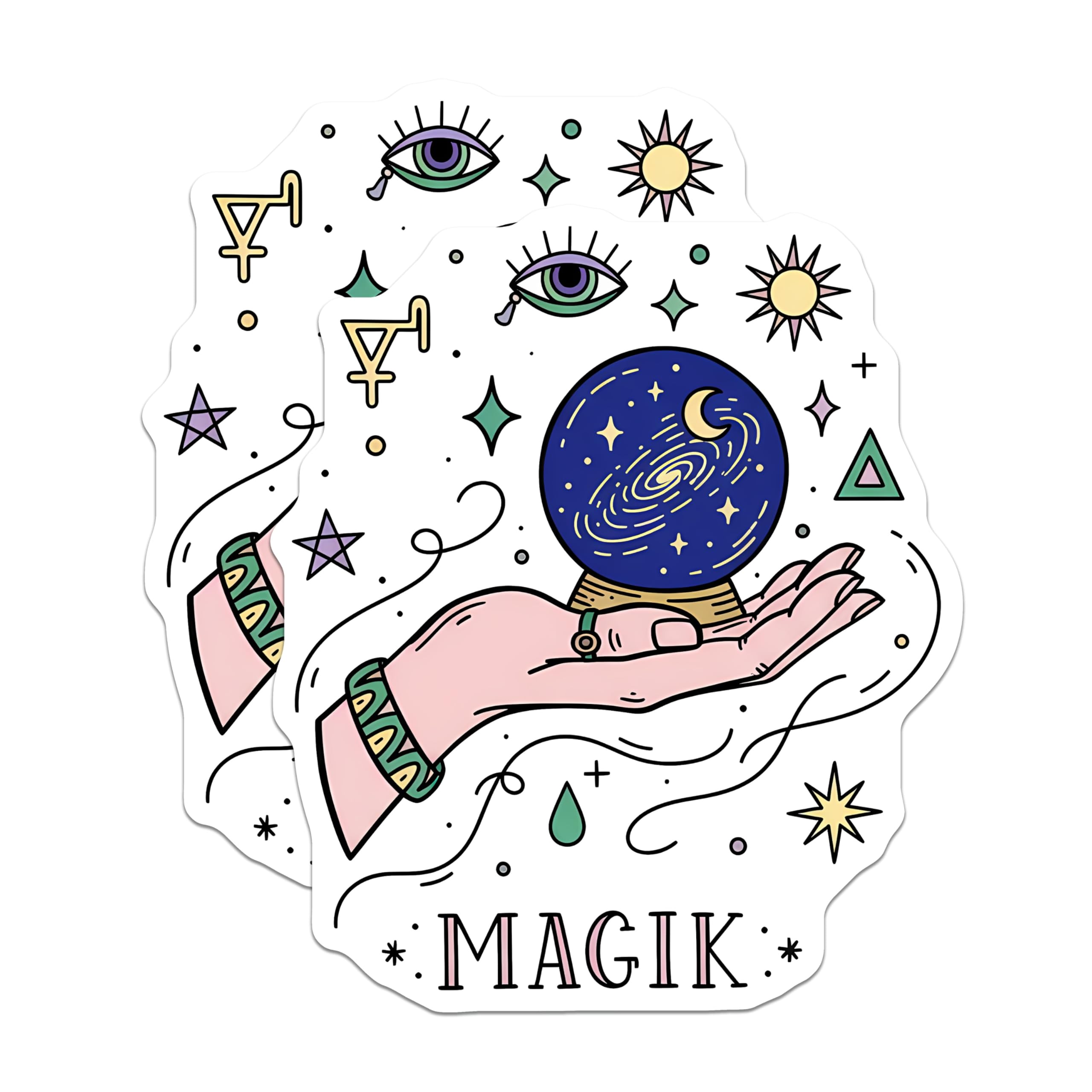 (2 Pack) Magik Crystal Ball Magnets - Cosmic Witchy Decor - Mystical Fortune Teller - 5 Inches On Longest Side - Thick Durable Magnet - Made in USA - MAG20457