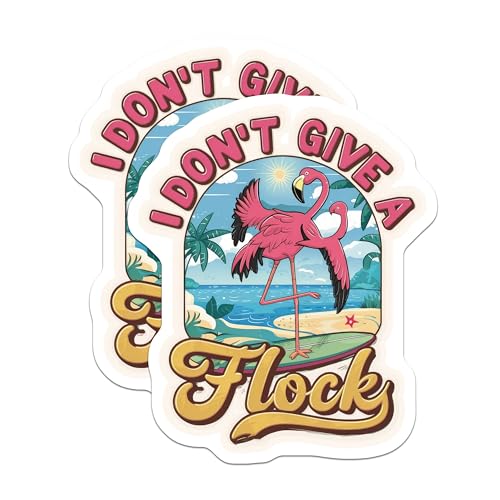 (2 Pack) I Don't Give a Flock Stickers - Tropical Beach Humor Decal - 5" On Longest Side - Sticks to Smooth Flat Surfaces - Made in USA - BMCS8893 - BMCS8893
