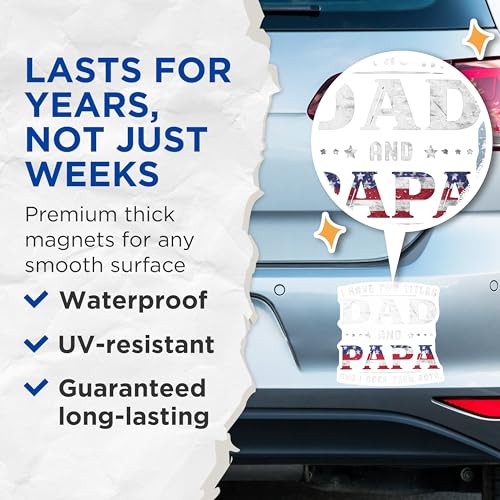 (2 Pack) Dad and Papa Magnets Magnets - Patriotic Dad Decor - 5" On Longest Side - Made in USA - Sticks to Refrigerators & Metal Surfaces - MAG8894