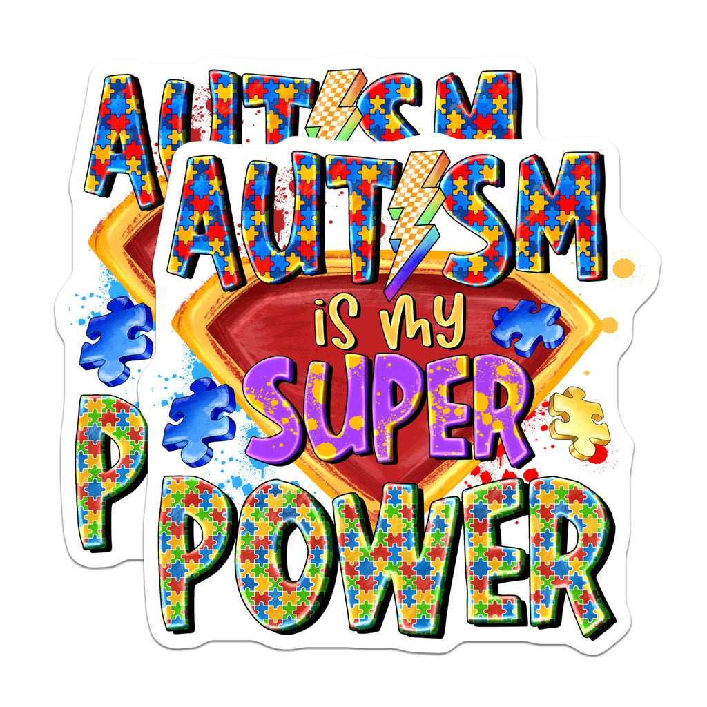 (2 Pack) Autism Super Power Magnets - Neurodiversity Awareness - Inclusive Support Statement - Fridge Locker Magnets - 5 Inches On Longest Side - Thick Durable Magnet - Made in USA - MAG26472