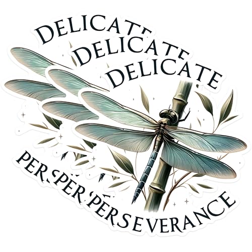 (3 Pack) Dragonfly Decals - Delicate Perseverance - Laptop Decals - 3 Inches On Longest Side - Easy Peel & Apply - Made in USA - 3MCS1511