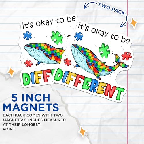 (2 Pack) It's Okay to Be Different Magnets Magnets - 5" On Longest Side - Made in USA - Sticks to Refrigerators & Metal Surfaces - MAG8658