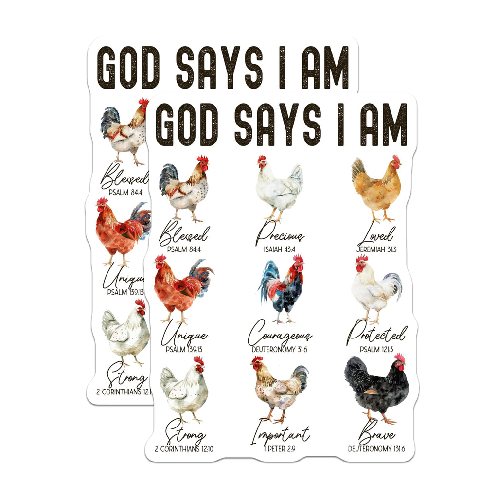 (2 Pack) God Says I Am Magnets - Christian Kitchen Decor - Farmhouse Bible Verse Refrigerator Affirmation Set - 5 Inches On Longest Side - Thick Durable Magnet - Made in USA - MAG25373