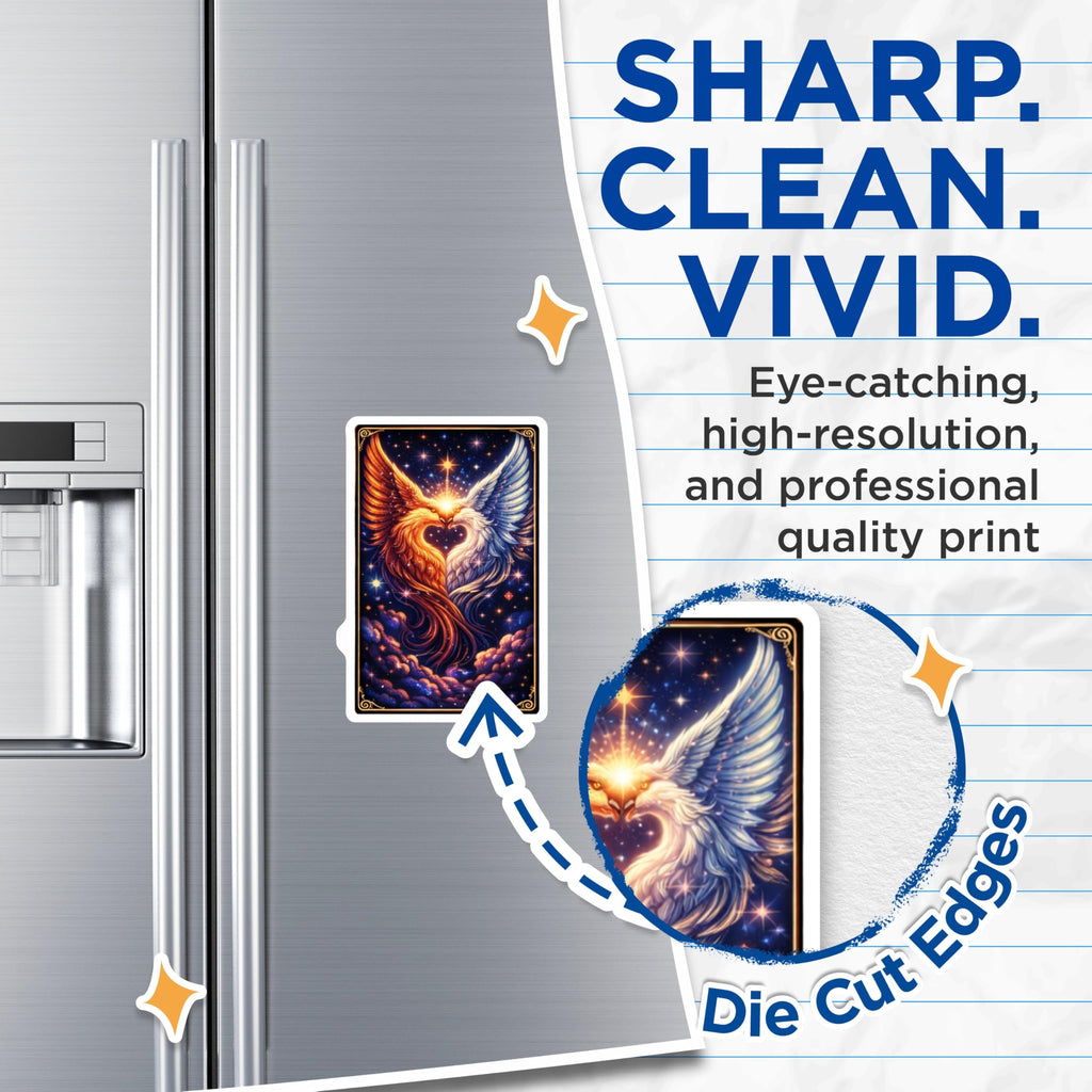 (2 Pack) Phoenix Magnets - Fire and Ice Birds - Celestial Fridge Magnets - 5" On Longest Side - Premium Magnet - for Cars, Refrigerators, Toolboxes, Lockers - Made in USA - MAG14117