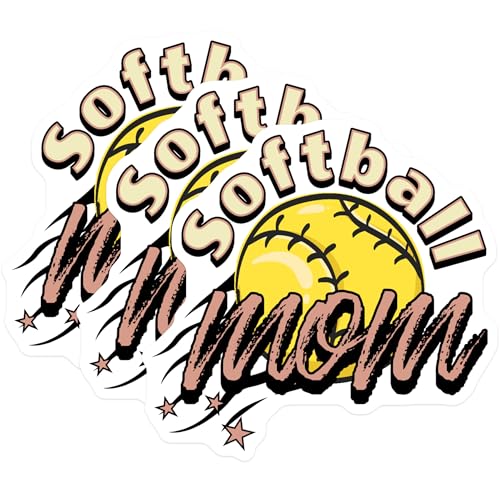 (3 Pack) Softball Mom Decals - Sports Mom - Game Day - 3 Inches On Longest Side - Easy Peel & Apply - Made in USA - 3MCS7984