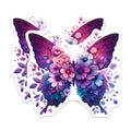 (2 Pack) Floral Butterfly Magnets - Whimsical Flower Art - Purple Pink Fridge Decor for Women - 5 Inches On Longest Side - Thick Durable Magnet - Made in USA - MAG39534