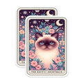 (2 Pack) Exotic Shorthair Cat Art Stickers - Cute Cat Stickers - Floral Cat Design Stickers - 5" On Longest Side - Sticks to Smooth Flat Surfaces - Made in USA - BMCS4862