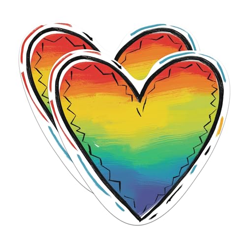 (2 Packs) Rainbow Heart Welcoming Inclusive Magnets - Rainbow LGBTQ Heart Magnets - 5 Inches On Longest Side - Premium Magnet - for Fridges, Toolboxes, Cars - Made in USA - MAG2283