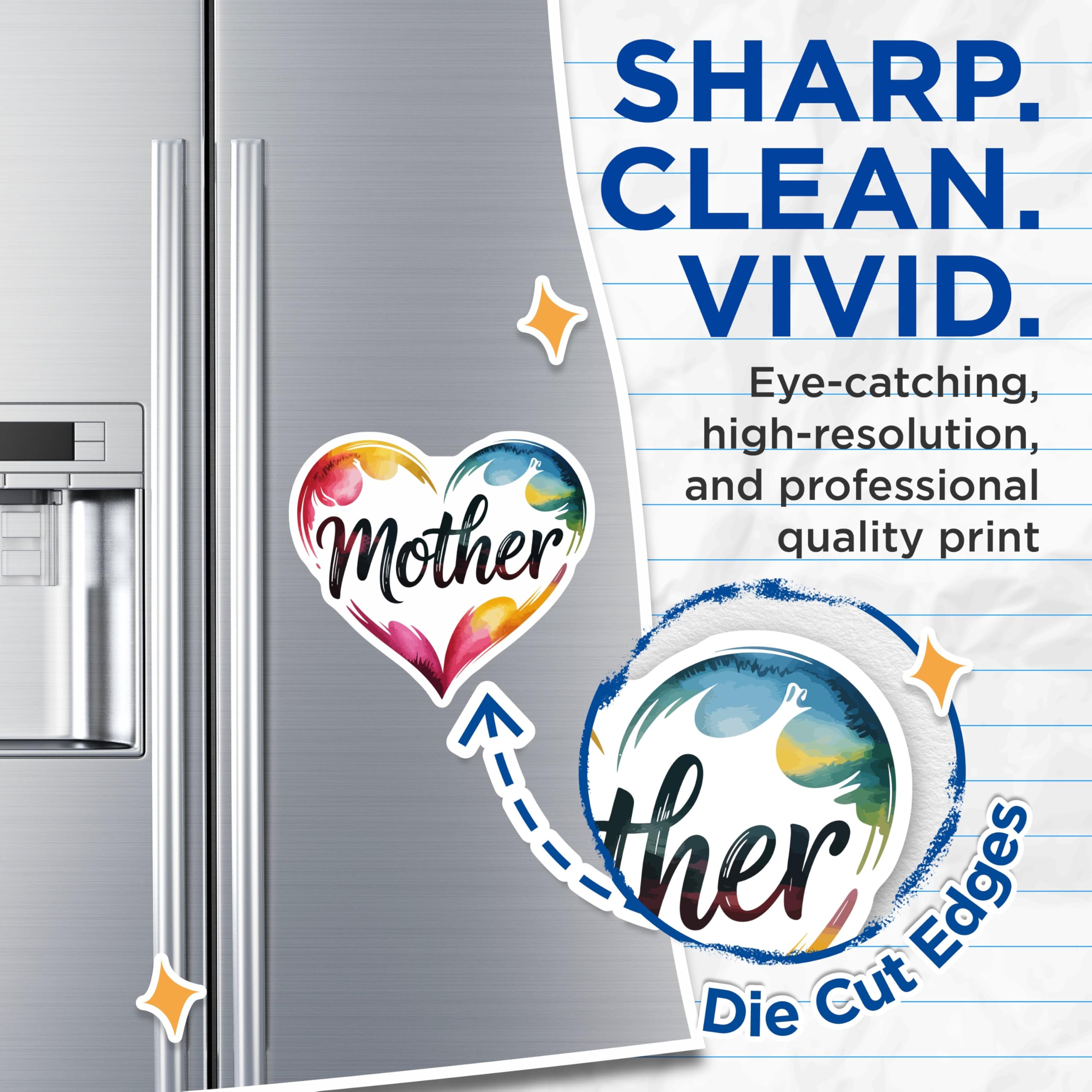 (2 Pack) Watercolor Mother Magnets - Heart Love Fridge Decor - Mothers Day Appreciation Art - Sentimental Mom Accent - 5 Inches On Longest Side - Thick Durable Magnet - Made in USA - MAG22841