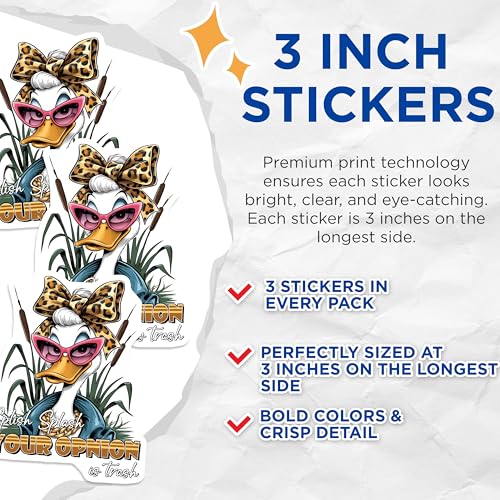 (3 Pack) Duck Decals - Sassy Duck - Funny Laptop Decals - 3 Inches On Longest Side - Easy Peel & Apply - Made in USA - 3MCS8477