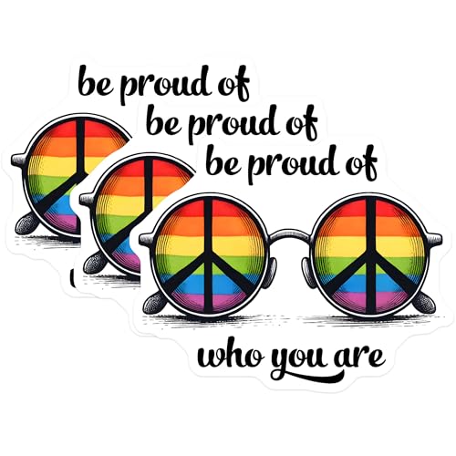 (3 Pack) Pride Month Decals - LGBTQ Pride - Rainbow Glasses Stickers - 3 Inches On Longest Side - Easy Peel & Apply - Made in USA - 3MCS7057