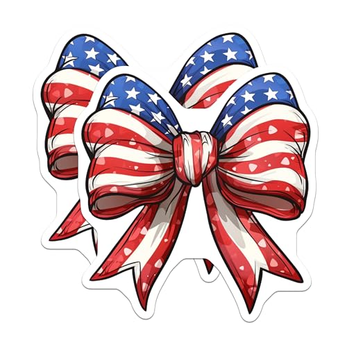 (2 Pack) Patriotic Bow Magnets Magnets - American Flag Bow - 4th of July Decor - 5" On Longest Side - Made in USA - Sticks to Refrigerators & Metal Surfaces - MAG8620
