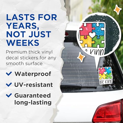 (2 Pack) Be Kind Stickers - 5" On Longest Side - Sticks to Smooth Flat Surfaces - Made in USA - BMCS8429 - BMCS8429