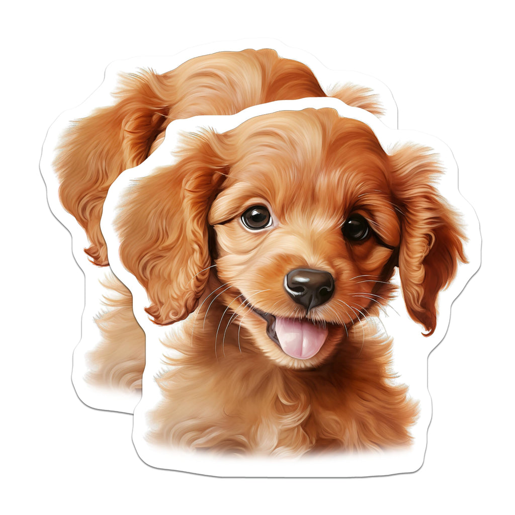 (2 Pack) Golden Retriever Puppy Magnets - Adorable Dog Decor - Refrigerator Locker Decor - 5 Inches On Longest Side - Thick Durable Magnet - Made in USA - MAG24463