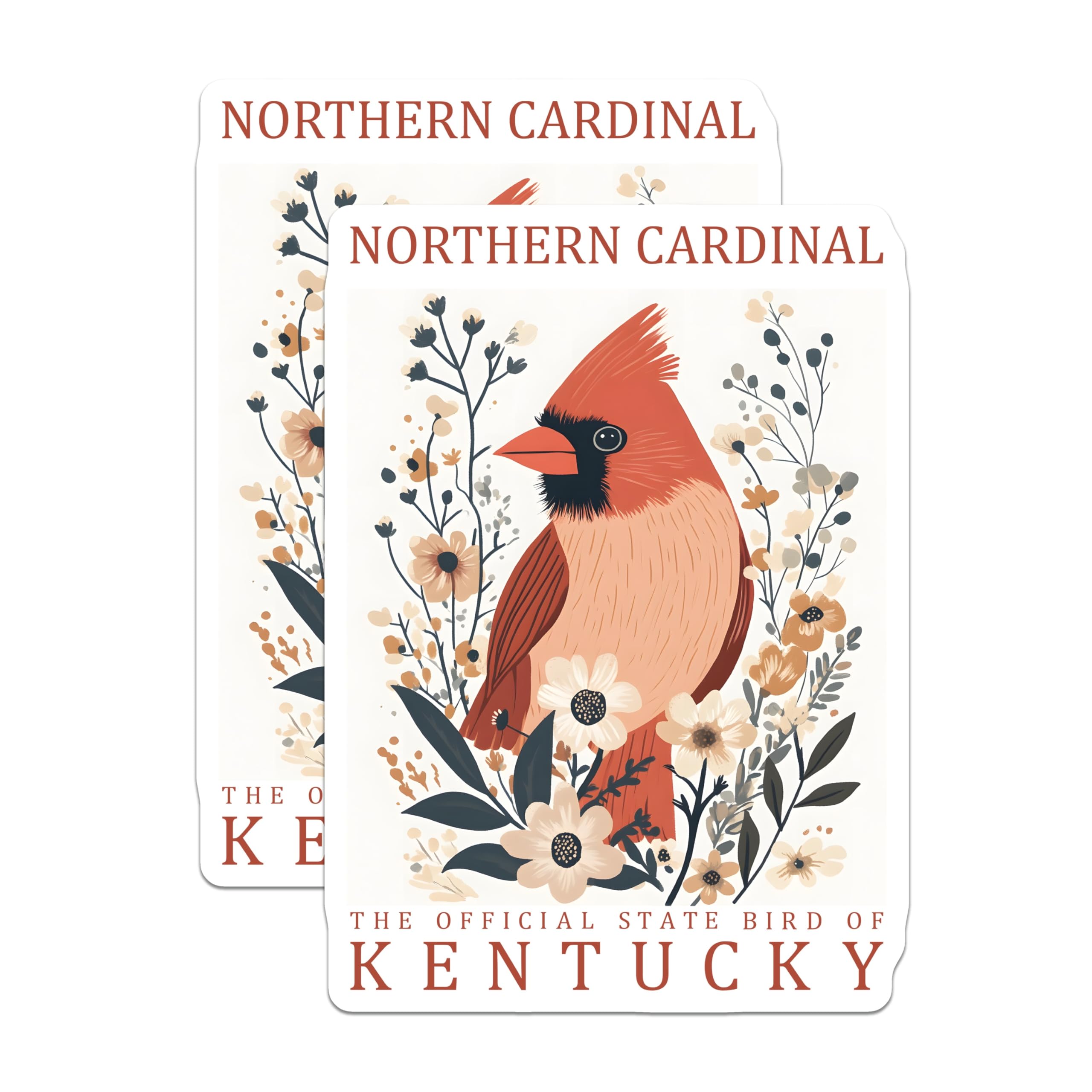 (2 Pack) Northern Cardinal Magnets - Kentucky State Bird - Floral Bird Lover Decor - 5" On Longest Side - Premium Magnet - for Cars, Refrigerators, Toolboxes, Lockers - Made in USA - MAG18774