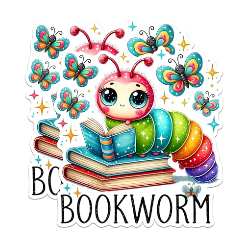 (2 Pack) Bookworm Magnets - Cute Caterpillar Magnets - Reading-Themed Refrigerator Magnets- 5" On Longest Side - for Fridges, Toolboxes, Cars - Made in USA - MAG2758