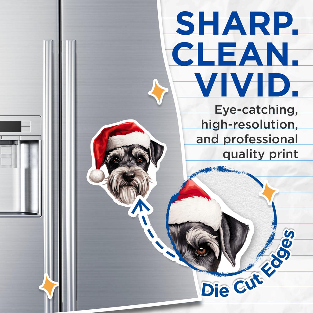 (2 Pack) Schnauzer Christmas Magnets - Dog Holiday Decor - Pet Lover Refrigerator Accessory - 5 Inches On Longest Side - Thick Durable Magnet - Made in USA - MAG26956