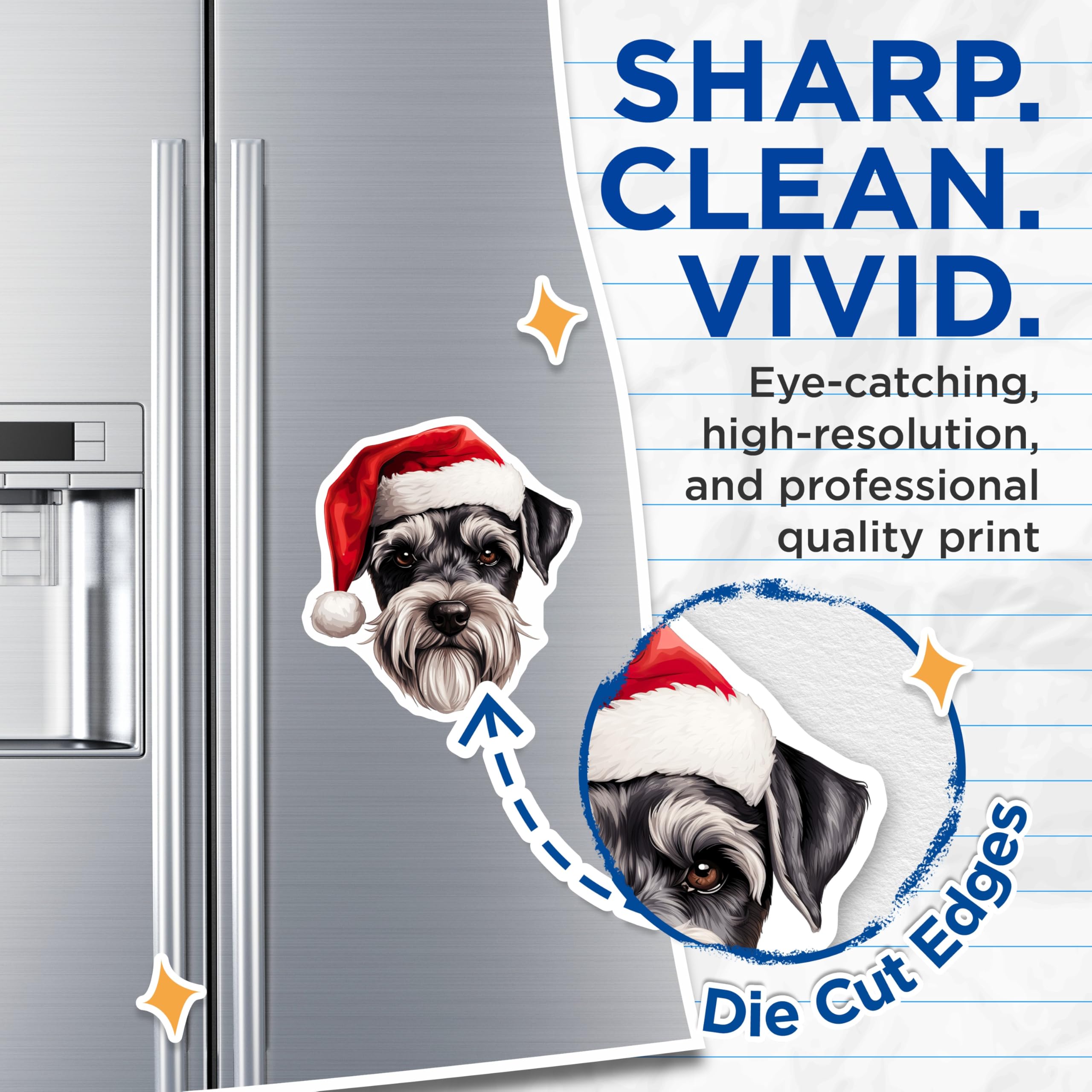(2 Pack) Schnauzer Christmas Magnets - Dog Holiday Decor - Pet Lover Refrigerator Accessory - 5 Inches On Longest Side - Thick Durable Magnet - Made in USA - MAG26956