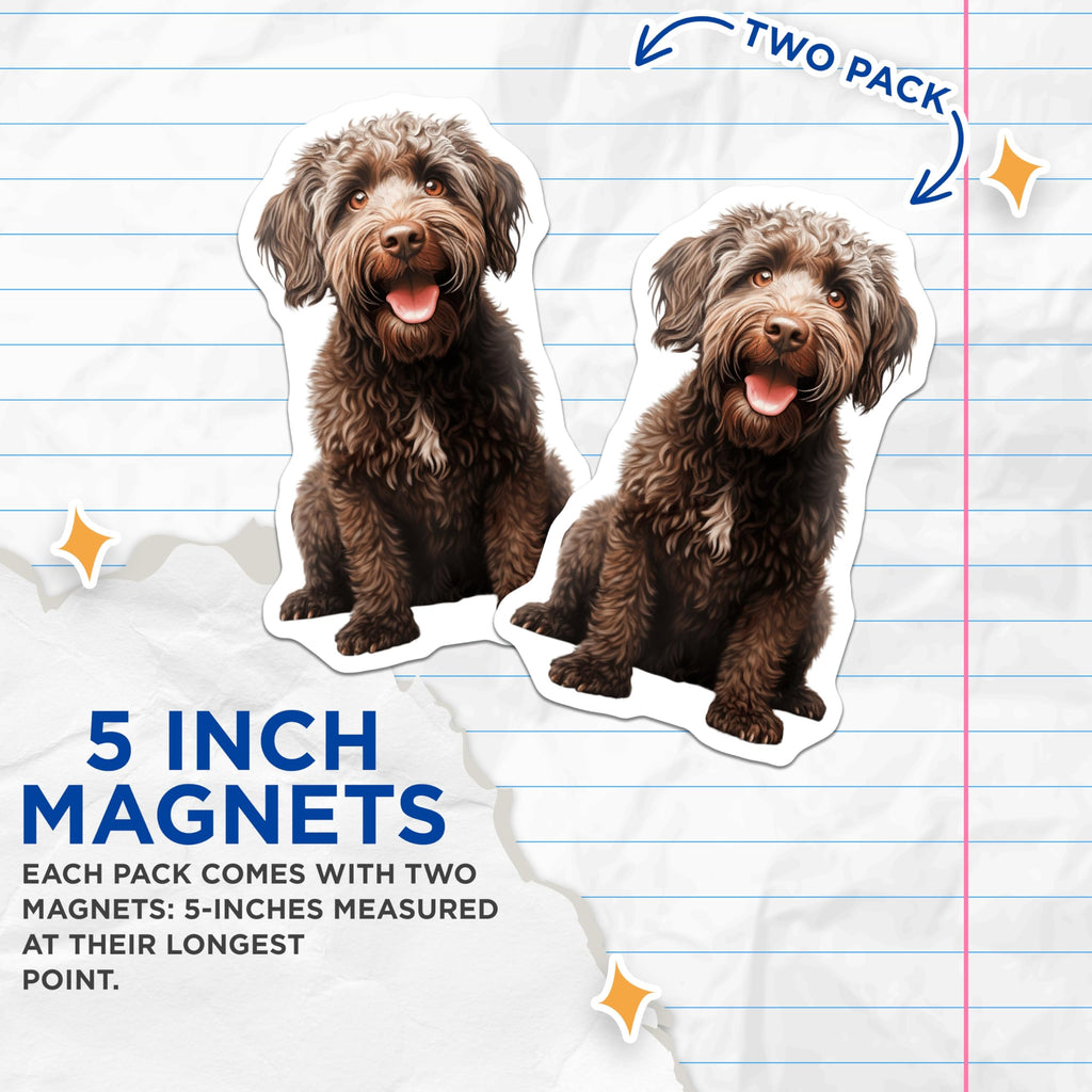 (2 Pack) Labradoodle Magnets - Goldendoodle Puppy Decor - Cute Animal Fridge Accessories - 5 Inches On Longest Side - Thick Durable Magnet - Made in USA - MAG30904