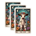 (3 Pack) Cow Tarot Card Decals - Flower Crown Cow - Astrology Decals - 3 Inches On Longest Side - Easy Peel & Apply - Made in USA - 3MCS4140