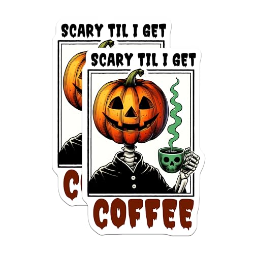 (2 Pack) Pumpkin Head Magnet - Spooky Coffee Lover Decor - 5" On Longest Side - Sticks to Smooth Flat Surfaces - Made in USA - MAG9778