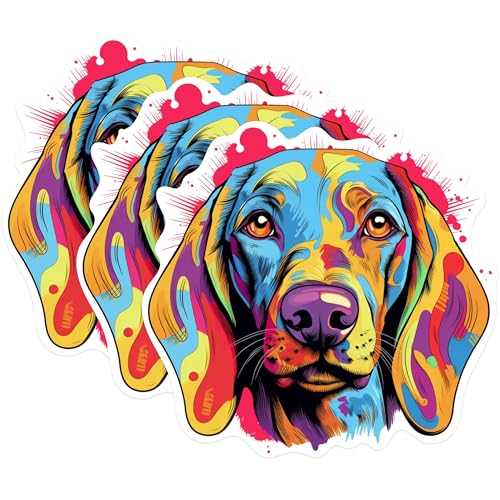 (3 Pack) Colorful Dog Decals - Laptop Decals - Vibrant Dog Art - 3 Inches On Longest Side - Easy Peel & Apply - Made in USA - 3MCS0847