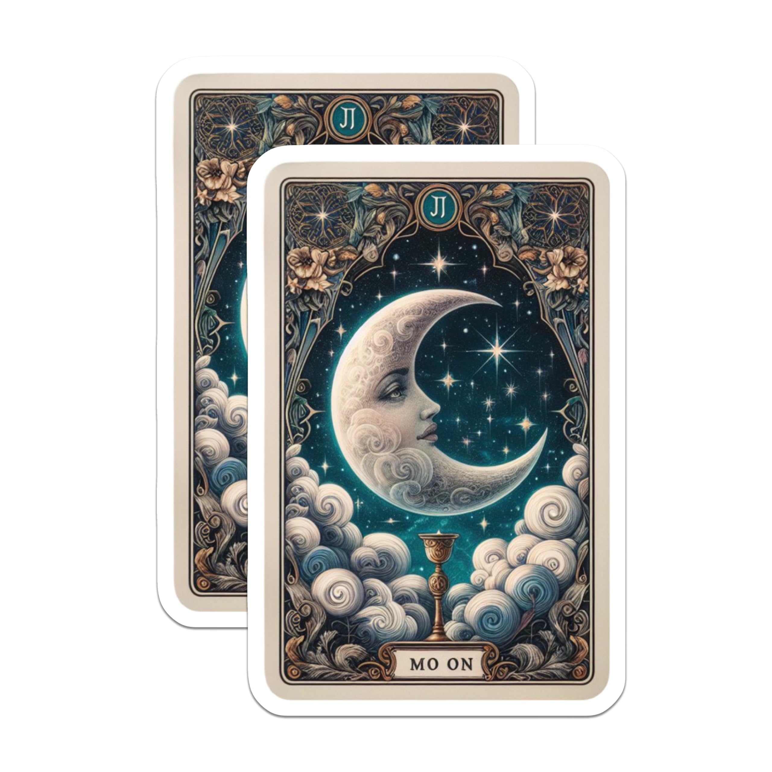 (2 Pack) Moon Goddess Face Magnets - Mystical Celestial Art Decor - Tarot Card Style Design - Ethereal Crescent Moon Fantasy - 5 Inches On Longest Side - Thick Durable Magnet - Made in USA - MAG22593