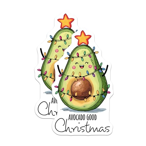 (2 Pack) Avocado Christmas Magnets Magnets - Cute Avocado Holiday Decor - 5" On Longest Side - Made in USA - Sticks to Refrigerators & Metal Surfaces - MAG8393